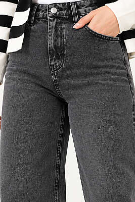 Boru Paça Siyah Orta Kar Jean Pantolon - Pantolon