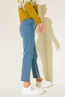 Boru Paça Sökük Jean Pantolon Açık Mavi - 300-500 TL Ürünler