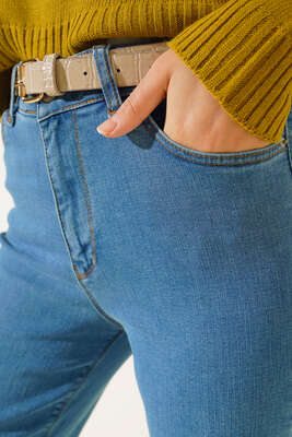Boru Paça Sökük Jean Pantolon Açık Mavi - 300-500 TL Ürünler