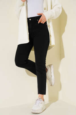 Boru Paça Sökük Jean Pantolon Füme - Pantolon