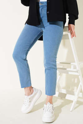 Boru Paça Sökük Jean Pantolon Mavi - 300-500 TL Ürünler