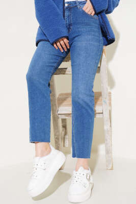 Boru Paça Sökük Jean Pantolon Mavi Tint - 300-500 TL Ürünler