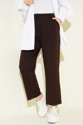 Boru Paçalı Düğmeli Dabıl Pantolon Kahve - CALİENTE