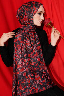 Botanik Desen Demore Şal Bordo - VERTU (NYD TEKSTİL)