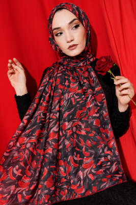 Botanik Desen Demore Şal Bordo - Başörtüsü
