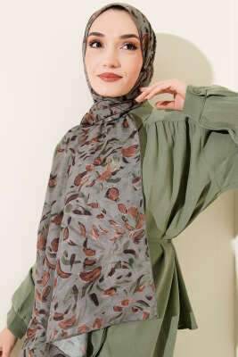 Botanik Desen Demore Şal Çağla Yeşili - VERTU (NYD TEKSTİL)