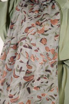 Botanik Desen Demore Şal Çağla Yeşili - Başörtüsü