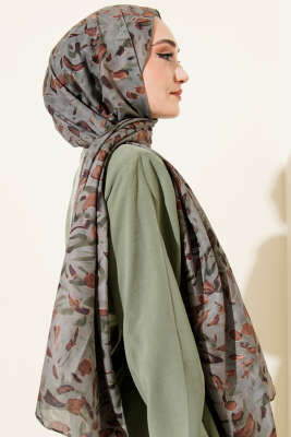 Botanik Desen Demore Şal Çağla Yeşili - Başörtüsü
