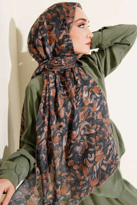 Botanik Desen Demore Şal Camel - VERTU (NYD TEKSTİL)