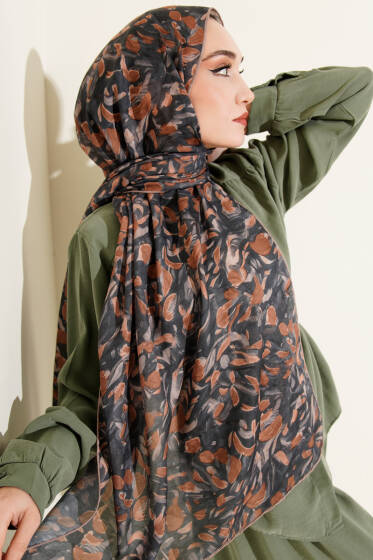 Botanik Desen Demore Şal Camel - Başörtüsü