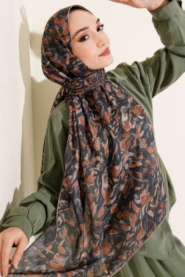 Botanik Desen Demore Şal Camel - Başörtüsü