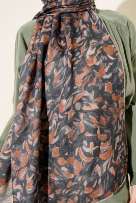 Botanik Desen Demore Şal Camel - Başörtüsü