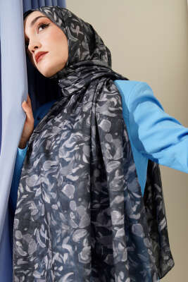 Botanik Desen Demore Şal Füme - VERTU (NYD TEKSTİL)