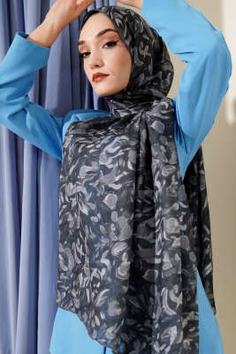 Botanik Desen Demore Şal Füme - Başörtüsü