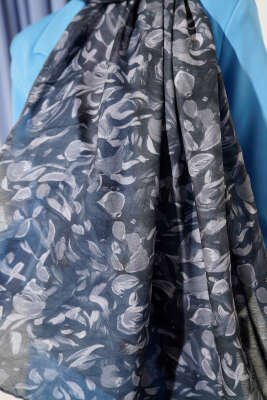 Botanik Desen Demore Şal Füme - Başörtüsü