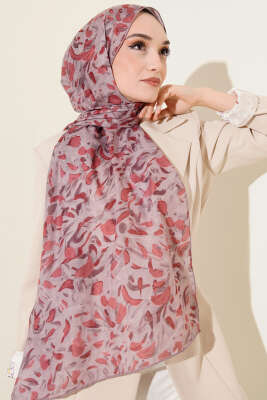 Botanik Desen Demore Şal Gül Kurusu - Başörtüsü