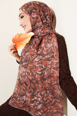 Botanik Desen Demore Şal Kahve - Başörtüsü