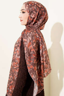 Botanik Desen Demore Şal Kahve - Başörtüsü