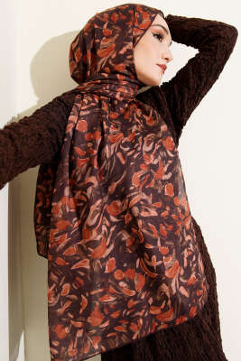 Botanik Desen Demore Şal Kiremit - Başörtüsü