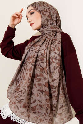 Botanik Desen Demore Şal Kum Bej - VERTU (NYD TEKSTİL)