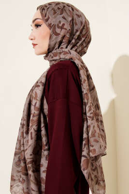 Botanik Desen Demore Şal Kum Bej - Başörtüsü