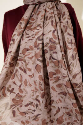 Botanik Desen Demore Şal Kum Bej - Başörtüsü