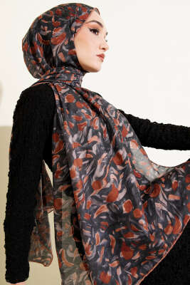 Botanik Desen Demore Şal Taba - VERTU (NYD TEKSTİL)