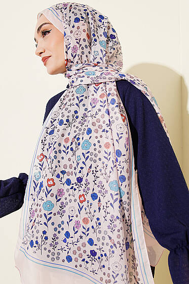 Botanik Desen Soft Şal Pudra - Başörtüsü