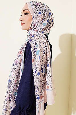 Botanik Desen Soft Şal Pudra - Başörtüsü