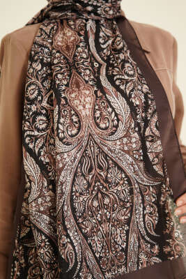 Boteh Desen Şal Acı Kahve - Başörtüsü