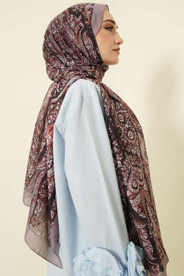 Boteh Desen Şal Açık Vizon - Başörtüsü