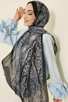 Boteh Desen Şal Antrasit - ECENUR