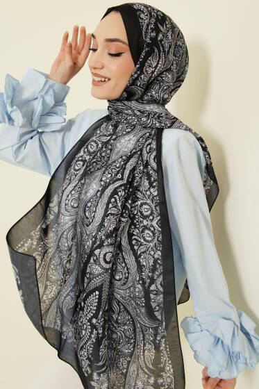 Boteh Desen Şal Antrasit - Başörtüsü