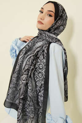 Boteh Desen Şal Antrasit - Başörtüsü
