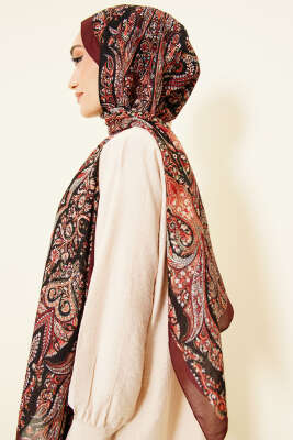 Boteh Desen Şal Bordo - Başörtüsü