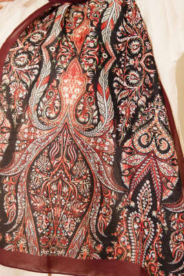 Boteh Desen Şal Bordo - Başörtüsü