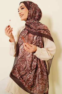 Boteh Desen Şal Kahve - ECENUR