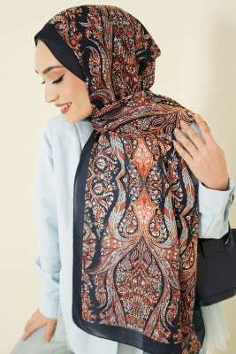 Boteh Desen Şal Lacivert - Başörtüsü