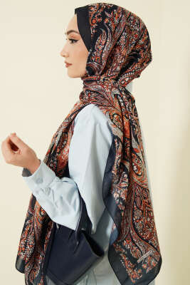 Boteh Desen Şal Lacivert - Başörtüsü