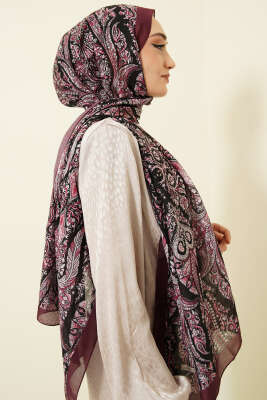 Boteh Desen Şal Mürdüm - Başörtüsü