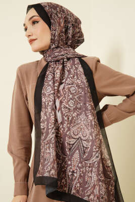 Boteh Desen Şal Siyah Vizon - Başörtüsü