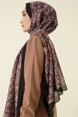 Boteh Desen Şal Siyah Vizon - Başörtüsü