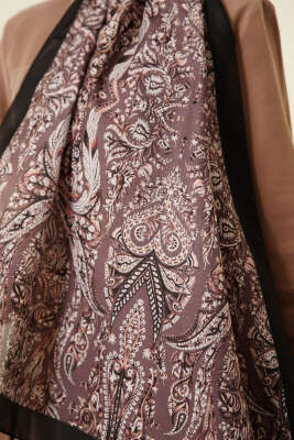 Boteh Desen Şal Siyah Vizon - Başörtüsü