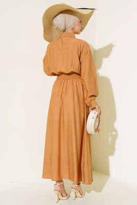 Boy Düğmeli Çift Cepli Elbise Camel - 500-700 TL Ürünler