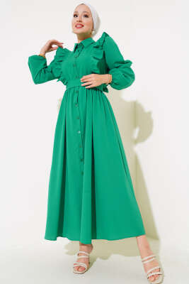 Boy Düğmeli Fırfırlı Elbise Benetton - Elbise