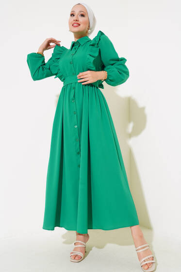 Boy Düğmeli Fırfırlı Elbise Benetton - Elbise