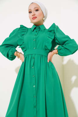 Boy Düğmeli Fırfırlı Elbise Benetton - Elbise