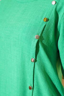 Boydan Çapraz Düğmeli Keten İkili Takım Benetton - Thumbnail