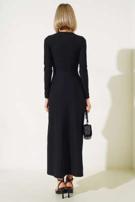 Boydan Çift Fermuarlı Elbise Siyah - Kadın Giyim Modelleri