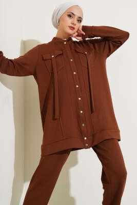 Boydan Çıtçıtlı İkili Takım Kahve - Tek Kalanlar